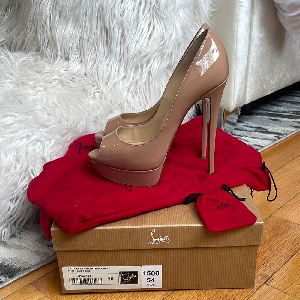 Christian Louboutin Lady Peep 150 Patent Calf Pumps